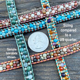 Stone & Seed Bead Leather Wrap Bracelet Kit - 4mm Snowflake Obsidian