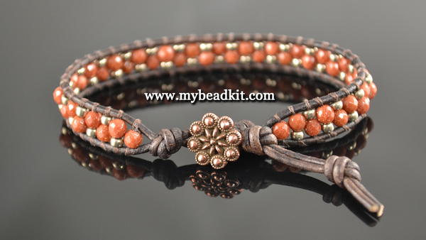 DIY Double Wrap Leather Beaded Bracelet - Likely By Sea