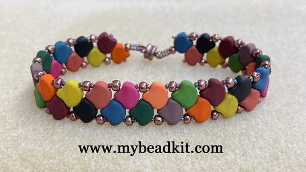 Mermaid Beaded Bracelet Kit using 2-Hole Ginko Glass Beads (Matte Velvet  Mix)