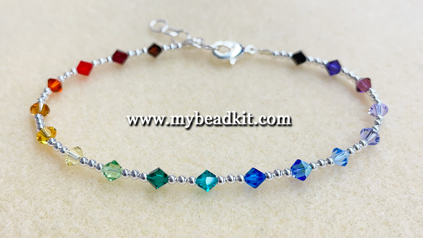 Crystal Bead & Silver Plated Bead Bracelet Kit (Spring Colors