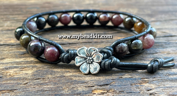 Leather and stone online bracelets