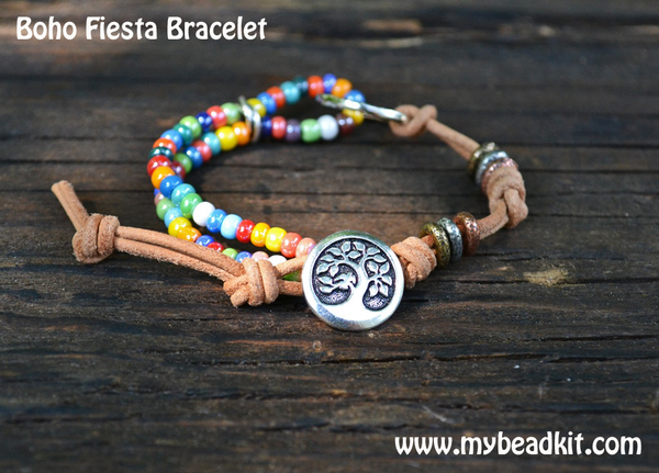Boho Leather Wrap Bracelet Kit (Cocoa) - Running With Sisters