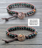 NEW! Bloodstone Leather Wrap Bracelet Kit (6mm Semi-precious Stone)