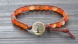 NEW! Carnelian Leather Wrap Bracelet Kit (6mm Semi-precious Stone)