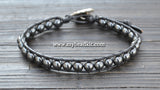 NEW! Hematite Leather Wrap Bracelet Kit (6mm Semi-precious Stone)