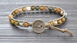 NEW! Ocean Jasper Leather Wrap Bracelet Kit (6mm Semi-precious Stone)