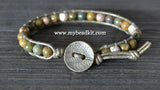 NEW! Ocean Jasper Leather Wrap Bracelet Kit (6mm Semi-precious Stone)