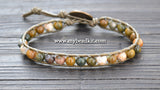 NEW! Ocean Jasper Leather Wrap Bracelet Kit (6mm Semi-precious Stone)