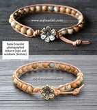 NEW! Picture Jasper Leather Wrap Bracelet Kit (6mm Semi-precious Stone)