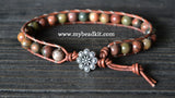 NEW! Red Creek Jasper Leather Wrap Bracelet Kit (6mm Semi-precious Stone)