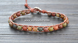 NEW! Red Creek Jasper Leather Wrap Bracelet Kit (6mm Semi-precious Stone)