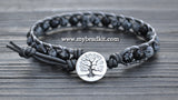 NEW! Snowflake Obsidian Leather Wrap Bracelet Kit (6mm Semi-precious Stone)