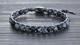 NEW! Snowflake Obsidian Leather Wrap Bracelet Kit (6mm Semi-precious Stone)