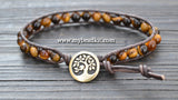 NEW! Tiger Eye Leather Wrap Bracelet Kit (6mm Semi-precious Stone)