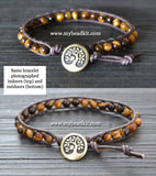 NEW! Tiger Eye Leather Wrap Bracelet Kit (6mm Semi-precious Stone)