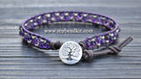 NEW! Stone & Seed Bead Leather Wrap Bracelet Kit - 4mm Amethyst