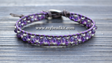 NEW! Stone & Seed Bead Leather Wrap Bracelet Kit - 4mm Amethyst