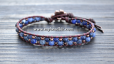 NEW! Stone & Seed Bead Leather Wrap Bracelet Kit - 4mm Sodalite