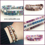 Springtime Beaded Bracelet Kit with 2-Hole Glass Beads (Brown Mix)