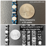 "Ice & Snow" 2-Hole Glass Bead Bracelet Kit (White, Silver & Dark Blue)