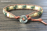 SOLD OUT! Sparkle & Shine! Hex Bead Wrap Bracelet Kit with Seed Beads & Crystals (Cream & Green)
