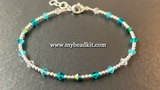 Crystal Bead & Silver Plated Bead Bracelet Kit (Green/Aqua Ombre)