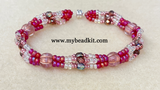 Boho Chic 4-Strand Melon & Seed Bead Bracelet Kit (Pink Rose)