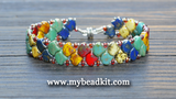 Mermaid Beaded Bracelet Kit using 2-Hole Ginko Glass Beads (Picasso Mix)