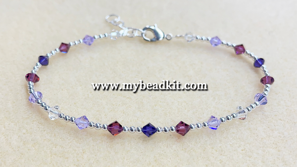 Crystal Bead & Silver Plated Bead Bracelet Kit (Purple Ombre)