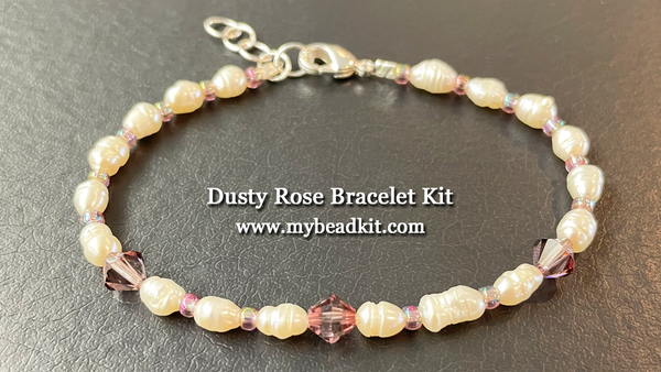 Crystal (Dusty Rose) & Freshwater Pearl Bracelet Kit