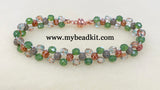NEW! Right Angle Weave Glass Bead Bracelet Kit (Green & Peach)