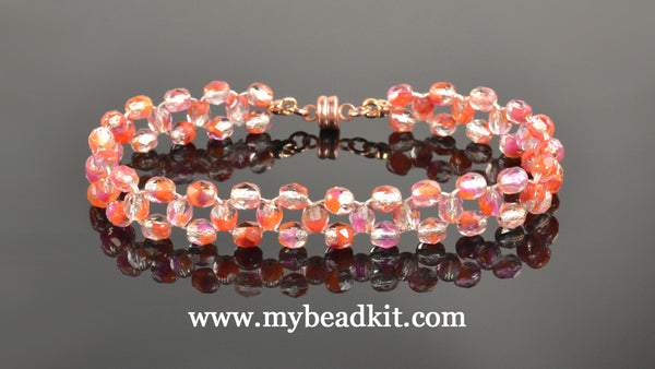 NEW! Right Angle Weave Glass Bead Bracelet Kit (Tangerine)