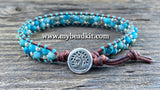 Stone & Seed Bead Leather Wrap Bracelet Kit - 4mm Dyed Blue Jasper