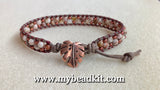 Stone & Seed Bead Leather Wrap Bracelet Kit - 4mm Mexican Crazy Lace Agate