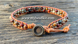 Stone & Seed Bead Leather Wrap Bracelet Kit - 4mm Red Creek Jasper