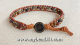 Stone & Seed Bead Leather Wrap Bracelet Kit - 4mm Red Creek Jasper