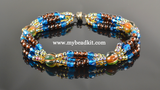 Boho Chic 4-Strand Melon & Seed Bead Bracelet Kit (Teal/Amber/Brown)