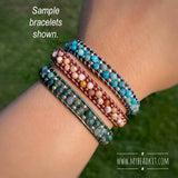 Stone & Seed Bead Leather Wrap Bracelet Kit - 4mm Mexican Crazy Lace Agate