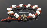 Freshwater Pearl & Knotted Leather Bracelet Kit (Cream pearls)