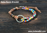 Boho Fiesta Bracelet Kit - Seed Beads and Leather Bracelet - Boho Style