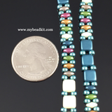Springtime Beaded Bracelet Kit with 2-Hole Glass Beads (Teal Mix)