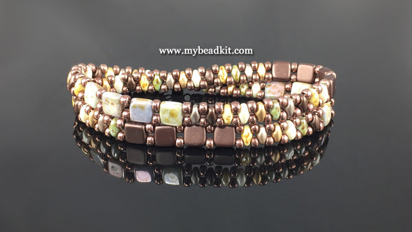 Springtime Beaded Bracelet Kit with 2-Hole Glass Beads (Brown Mix)