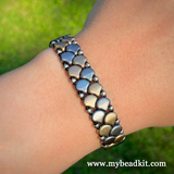 Mermaid Beaded Bracelet Kit using 2-Hole Ginko Glass Beads (Antique Brass & Silver)