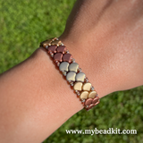 Mermaid Beaded Bracelet Kit using 2-Hole Ginko Glass Beads (Metallic Mix)