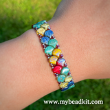 Mermaid Beaded Bracelet Kit using 2-Hole Ginko Glass Beads (Picasso Mix)