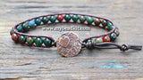 Blood Stone Leather Wrap Bracelet Kit (6mm Semi-precious Stone)