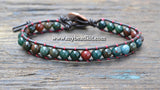 Blood Stone Leather Wrap Bracelet Kit (6mm Semi-precious Stone)