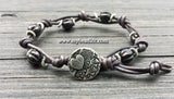 Boho Chic Glass Bead & Knotted Leather Bracelet Kit (Black & Silver)