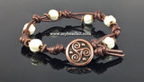Boho Chic Glass Bead & Knotted Leather Bracelet Kit (Cream & Copper)