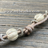 Boho Chic Glass Bead & Knotted Leather Bracelet Kit (Grey & Silver)